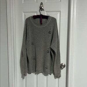 Gray Distressed Women's Sweater